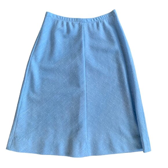 Vintage Leslie Fay Marled Powder Blue Skirt Set M - Picture 2 of 11